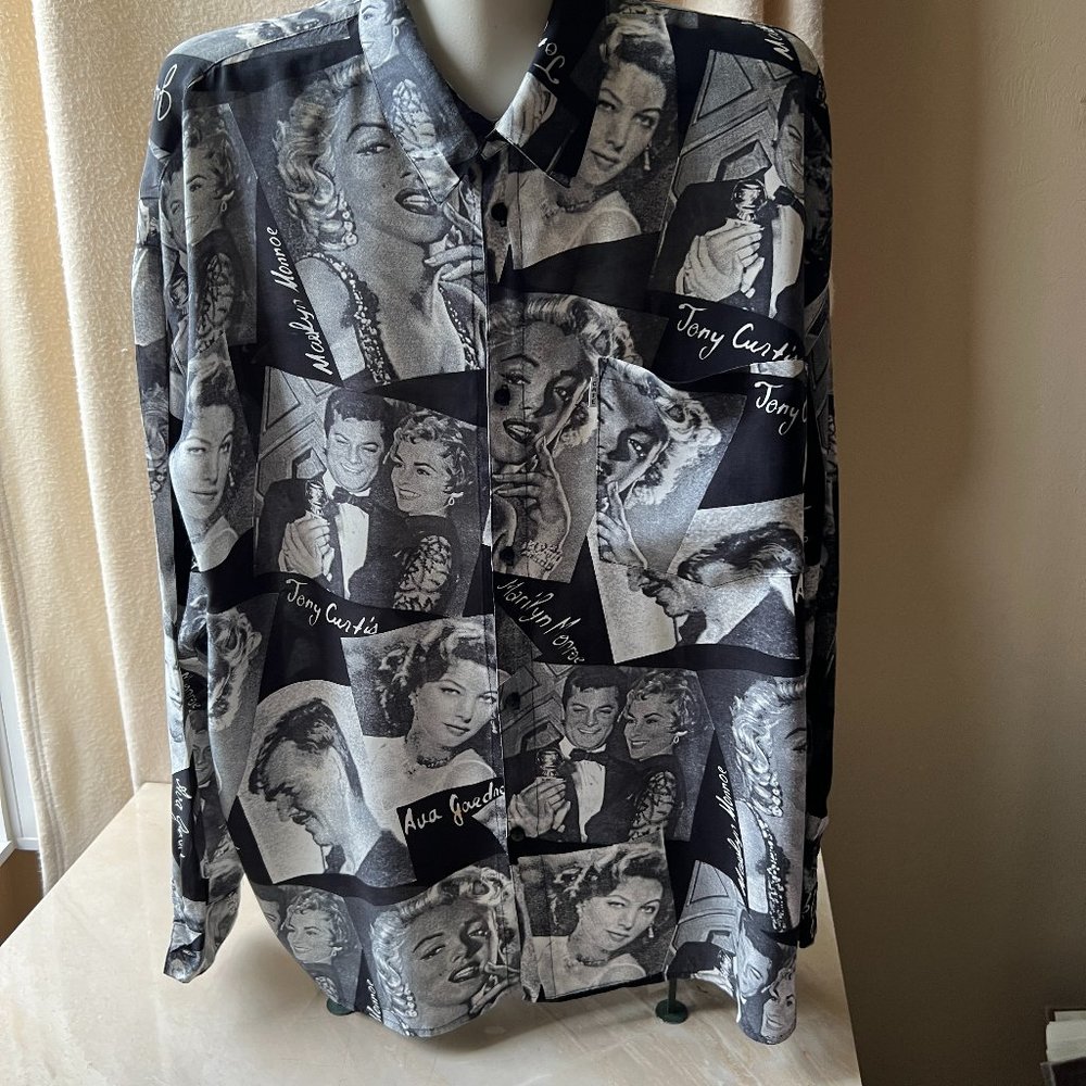 CAFE HOLLYWOOD  vintage movie stars print shirt in size XXL designed in Italy
